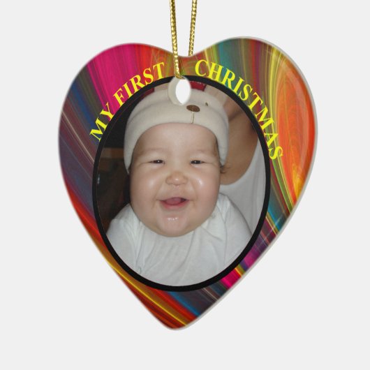 De eerste kerstfoto van baby's met jaar keramisch ornament (Links)