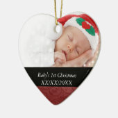 De eerste kerstfoto van baby's met rood kruipen keramisch ornament (Links)