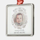 De eerste kerstfoto van baby's voor papa metalen ornament (Links)