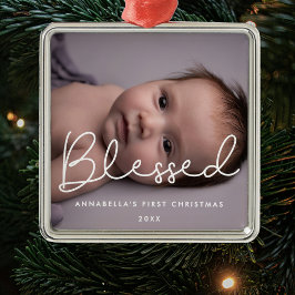De eerste kerstfoto van Blessed Baby Metalen Ornament