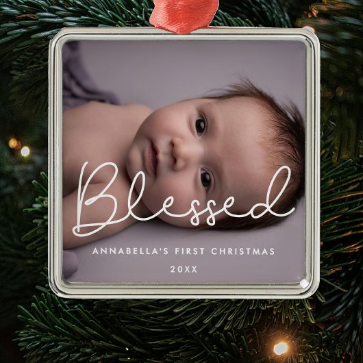 De eerste kerstfoto van Blessed Baby Metalen Ornament