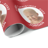 De eerste kerstfoto van de baby: Aangepaste naam e Cadeaupapier (Rol Hoek)