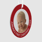 De eerste kerstfoto van de baby: Aangepaste naam e Ornament (voorkant)