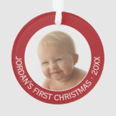 De eerste kerstfoto van de baby: Aangepaste naam e Ornament (achterkant)