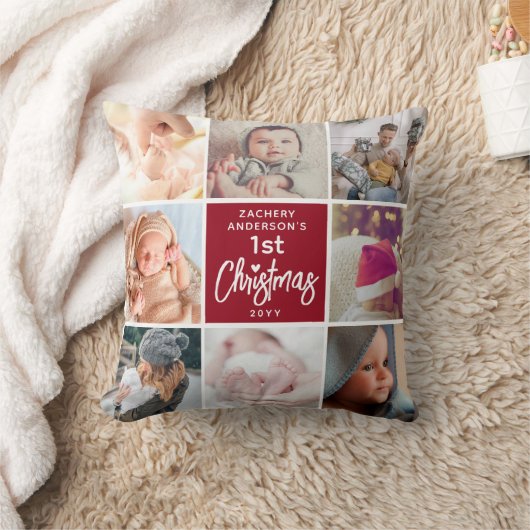 De eerste kerstfoto van de baby Collage Keepomwill Kussen (Deken)