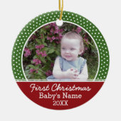 De eerste kerstfoto van de baby: dubbelzijdig keramisch ornament (Voorkant)