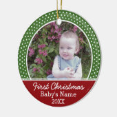 De eerste kerstfoto van de baby: dubbelzijdig keramisch ornament (Links)
