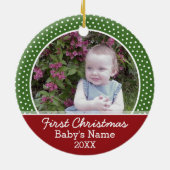 De eerste kerstfoto van de baby: dubbelzijdig keramisch ornament (Achterkant)