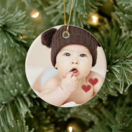 De eerste kerstfoto van de baby keramisch ornament