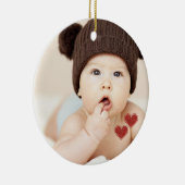 De eerste kerstfoto van de baby keramisch ornament (Rechts)