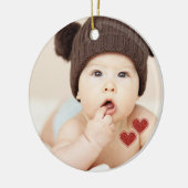 De eerste kerstfoto van de baby keramisch ornament (Links)