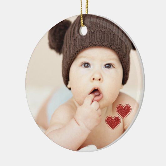 De eerste kerstfoto van de baby keramisch ornament (Links)