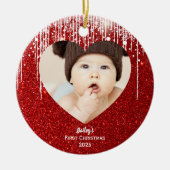 De eerste kerstfoto van de baby keramisch ornament (Voorkant)