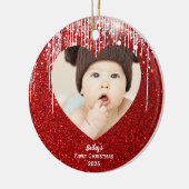 De eerste kerstfoto van de baby keramisch ornament (Links)