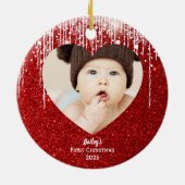 De eerste kerstfoto van de baby keramisch ornament (Achterkant)
