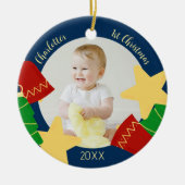 De eerste kerstfoto van de  baby keramisch ornament (Voorkant)