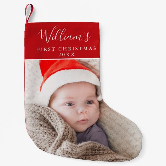 De eerste kerstfoto van de baby kleine kerstsok (Voorkant)
