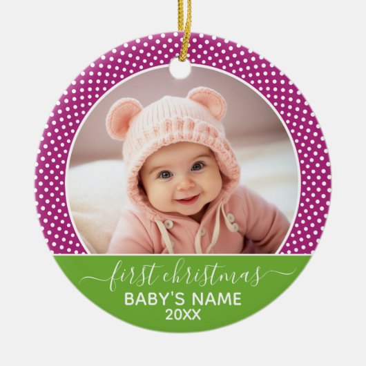 De eerste kerstfoto van de baby - met één zijoog keramisch ornament (Voorkant)