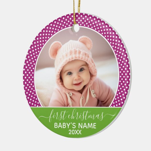 De eerste kerstfoto van de baby - met één zijoog keramisch ornament (Links)