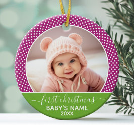 De eerste kerstfoto van de baby - met één zijoog keramisch ornament
