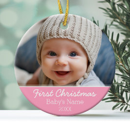 De eerste kerstfoto van de baby - met één zijoog keramisch ornament
