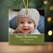 De eerste kerstfoto van de baby - met één zijoog keramisch ornament