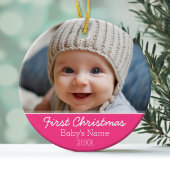De eerste kerstfoto van de baby - met één zijoog keramisch ornament