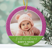 De eerste kerstfoto van de baby - met één zijoog keramisch ornament