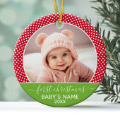 De eerste kerstfoto van de baby - met één zijoog keramisch ornament