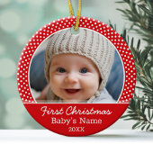 De eerste kerstfoto van de baby - met één zijoog keramisch ornament