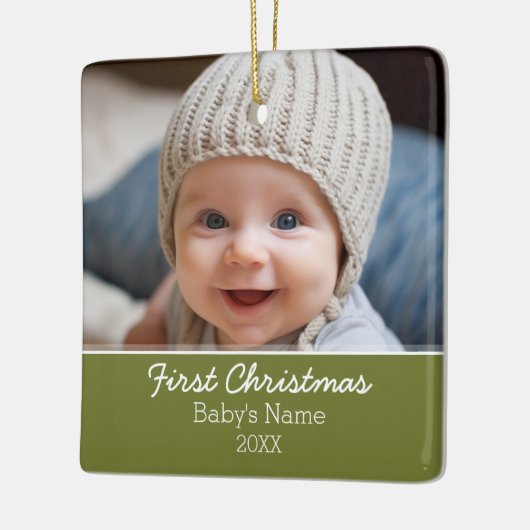 De eerste kerstfoto van de baby - met één zijoog keramisch ornament (Links)