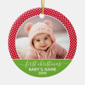 De eerste kerstfoto van de baby - met één zijoog keramisch ornament (Voorkant)