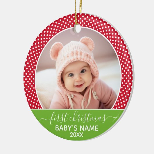De eerste kerstfoto van de baby - met één zijoog keramisch ornament (Links)