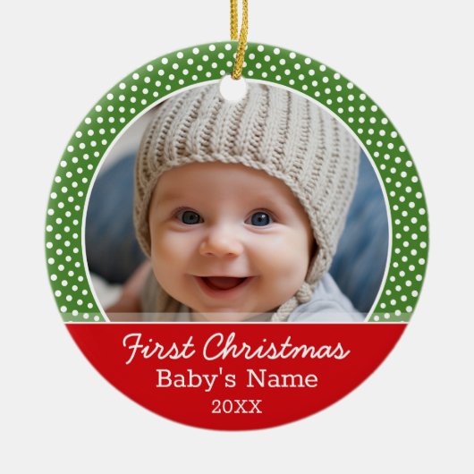 De eerste kerstfoto van de baby - met één zijoog keramisch ornament (Voorkant)