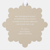 De eerste kerstfoto van de baby op ivoorpapier ornament kaart (Achterkant)