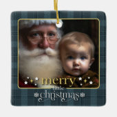 De eerste kerstfoto van de Classic Plaid Baby Keramisch Ornament (Voorkant)