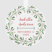 De eerste kerstfoto van de elegante bloemenbaby ornament (achterkant)