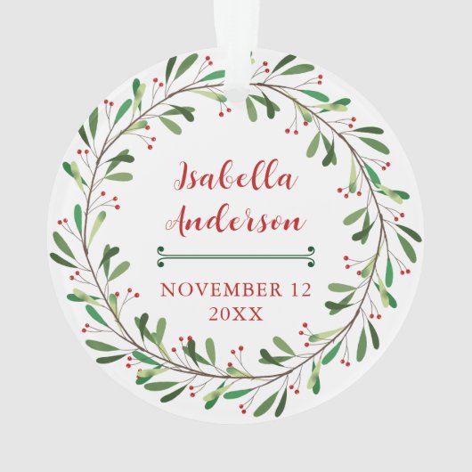 De eerste kerstfoto van de elegante bloemenbaby ornament (achterkant)