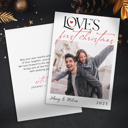De eerste kerstfoto van de minimalistische liefde feestdagenkaart