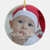 De eerste kerstfoto van de moderne baby keramisch ornament (Achterkant)