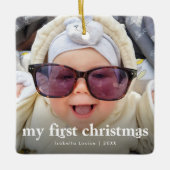 De eerste kerstfoto van de moderne Baby Keramisch Ornament (Voorkant)