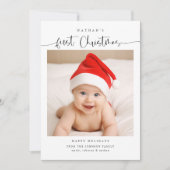 De eerste kerstfoto van de moderne Schattigee baby Feestdagenkaart (Voorkant)