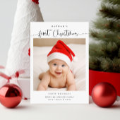 De eerste kerstfoto van de moderne Schattigee baby Feestdagenkaart