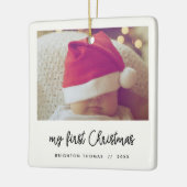 De eerste kerstfoto van de moderne script Baby Keramisch Ornament (Links)