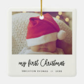 De eerste kerstfoto van de moderne script Baby Keramisch Ornament (Achterkant)