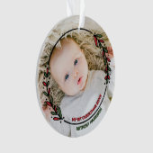 De eerste kerstfoto van de moderne Wreath Baby Ornament (voorkant)