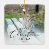 De eerste kerstfoto van Delicate Kitten Keramisch Ornament (Achterkant)
