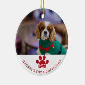 De eerste kerstfoto van Dog Keramisch Ornament (Rechts)