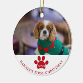 De eerste kerstfoto van Dog Keramisch Ornament (Links)