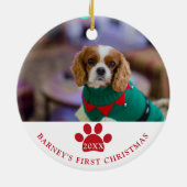 De eerste kerstfoto van Dog Keramisch Ornament (Achterkant)
